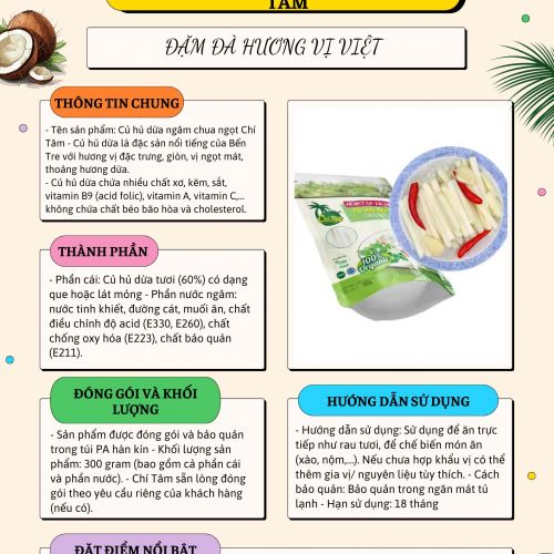 GIỚI THIỆU SẢN PHẨM CỦ HỦ DỪA NGÂM CHUA NGỌT CHÍ TÂM