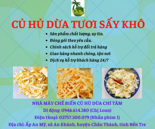 CỦ HỦ DỪA SẤY KHÔ BẾN TRE
