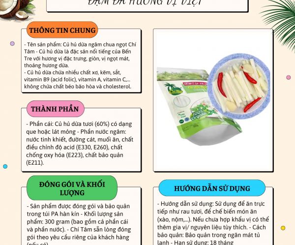 GIỚI THIỆU SẢN PHẨM CỦ HỦ DỪA NGÂM CHUA NGỌT CHÍ TÂM