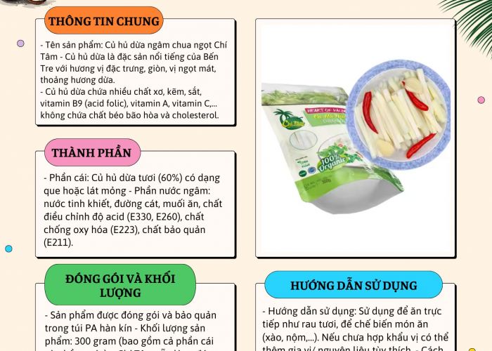 GIỚI THIỆU SẢN PHẨM CỦ HỦ DỪA NGÂM CHUA NGỌT CHÍ TÂM